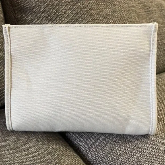 Dior Beauty Pouch Makeup Bag Light Grey Medium Canvas Authentic - Picture 7 of 15